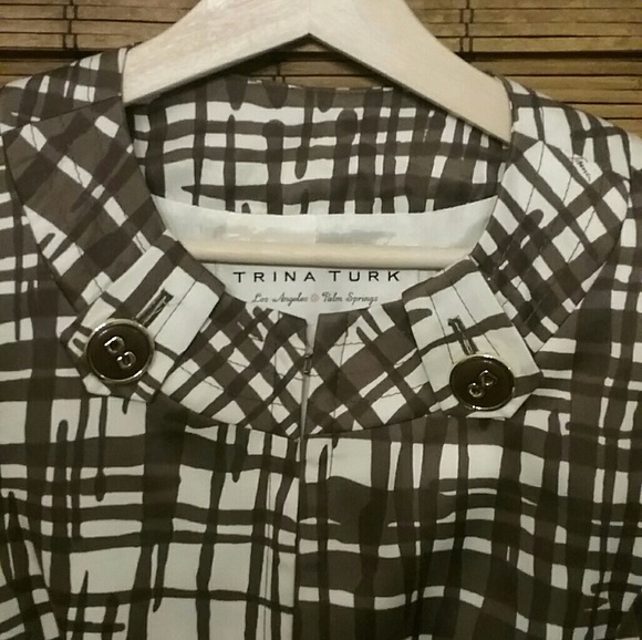 TRINA TURK Vintage Brown Print Spring Jacket - Picture 4 of 8